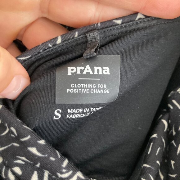 PRANA Exercise Dress Midi Halter Back Black Spotted Workout Hiking Walking Small - Picture 7 of 9